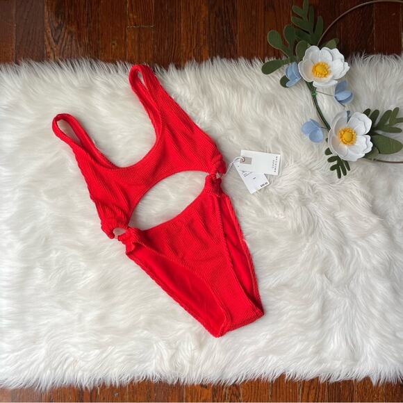 GOOD AMERICAN Always Fits Monokini NWT red orange - Picture 1 of 3